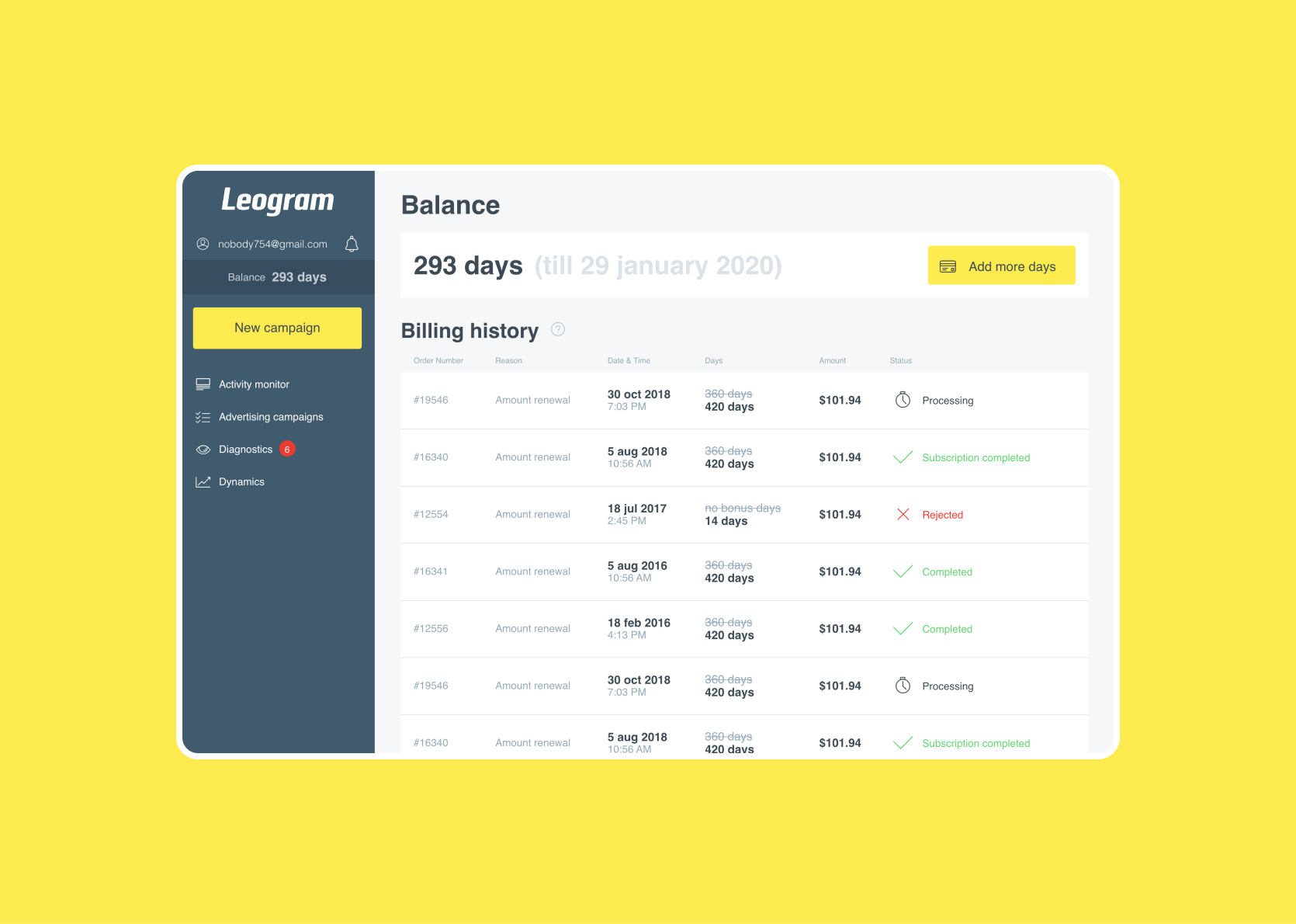 Leogram Dashboard