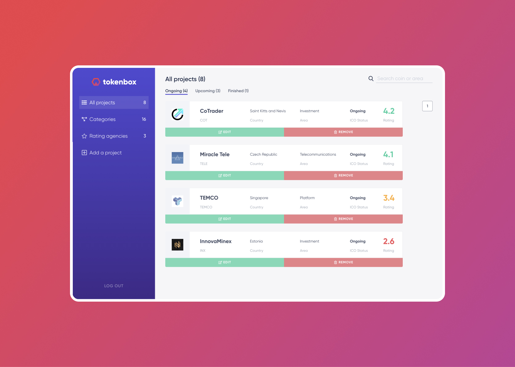 Tokenbox.co Dashboard